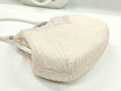 平和屋着物▼和装小物　和装バッグ　ビーズバッグまとめて２点　総ビーズ　花　白　ピンク　逸品　CABH2220ju