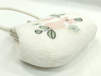 平和屋着物▼和装小物　和装バッグ　ビーズバッグまとめて２点　総ビーズ　花　白　ピンク　逸品　CABH2220ju