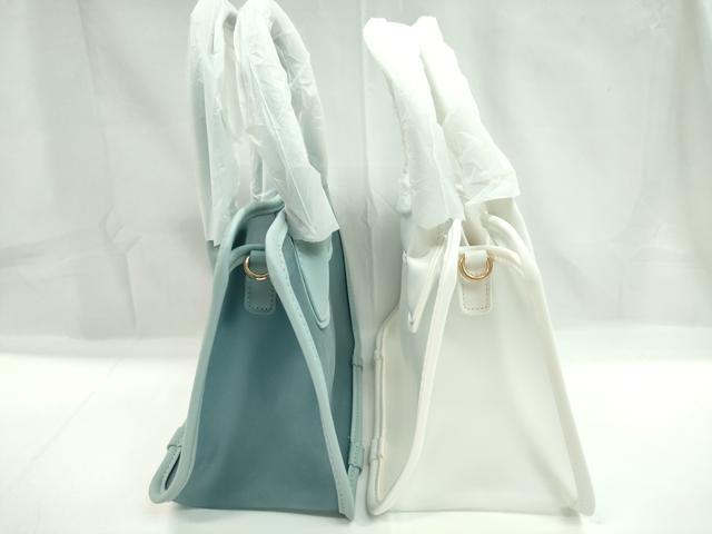 平和屋着物▼和装小物　ファッション小物　２ＷＡＹクリアバッグ２個セット　白　ピジョンブルー　浴衣　レジャー　未使用　CABH2241ju
