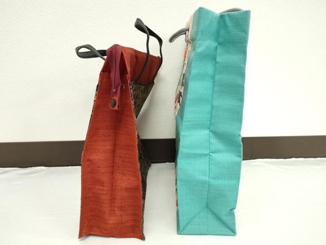 平和屋着物▼和装小物　和装バッグ　手提げバッグまとめて２点　型染め　草花蝶文　更紗花文　サブバッグ　逸品　CABH2274ju