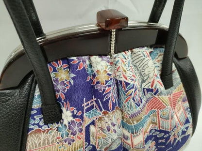 平和屋着物▼和装小物　和装バッグまとめて２点　ハンドバッグ　花鳥風景文　ミニがま口付き　未使用あり　逸品　CABH2295ju