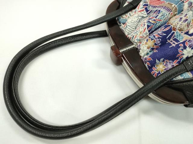 平和屋着物▼和装小物　和装バッグまとめて２点　ハンドバッグ　花鳥風景文　ミニがま口付き　未使用あり　逸品　CABH2295ju