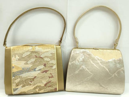 平和屋着物▼和装小物　和装バッグまとめて２点　ハンドバッグ　流水松文　遠山文　金銀糸　逸品　CABH2297ju