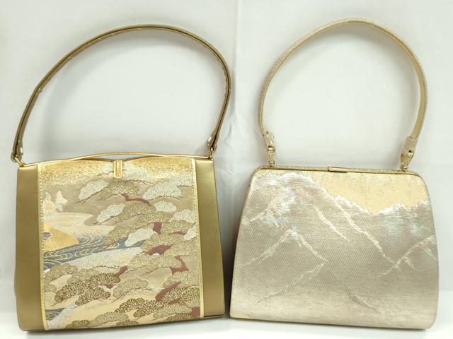 平和屋着物▼和装小物　和装バッグまとめて２点　ハンドバッグ　流水松文　遠山文　金銀糸　逸品　CABH2297ju