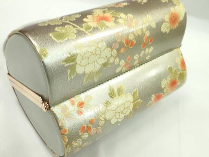 平和屋着物▼和装小物　和装バッグまとめて２点　ハンドバッグ　枝花文　濃紅×黒　エナメル　振袖　金彩　逸品　CABH2303ju