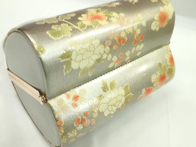 平和屋着物▼和装小物　和装バッグまとめて２点　ハンドバッグ　枝花文　濃紅×黒　エナメル　振袖　金彩　逸品　CABH2303ju
