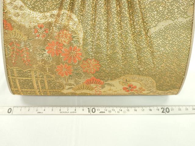 平和屋着物▼和装小物　和装バッグまとめて３点　ハンドバッグ　佐賀錦　道長籬花文　斜線文　金銀糸　逸品　CABH2305ju
