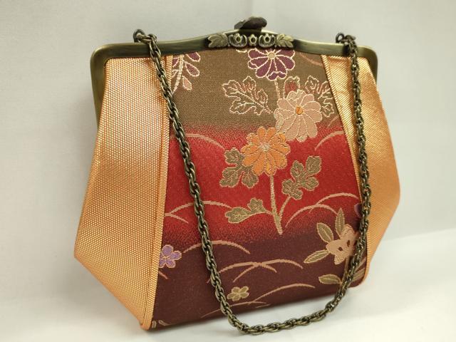 平和屋着物▼和装小物　和装バッグまとめて３点　ハンドバッグ　佐賀錦　枝松花文　籬花文　金糸　ラメ糸　逸品　CABH2366ju