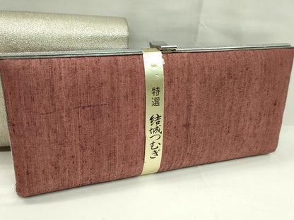 平和屋着物▼和装小物　和装バッグまとめて３点　ハンドバッグ　結城紬　花文　礼装　銀糸　逸品　CABH2367ju