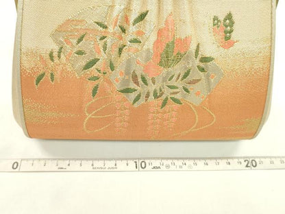 平和屋着物▼和装小物　和装バッグまとめて３点　ハンドバッグ　佐賀錦　地紙藤花房蝶文　草花文　吉祥文　金銀糸　逸品　CABH2369ju