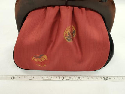 平和屋着物▼和装小物　和装バッグまとめて３点　ハンドバッグ　型染め　縮緬　紬地　鞠　草花文　逸品　CABH2372ju