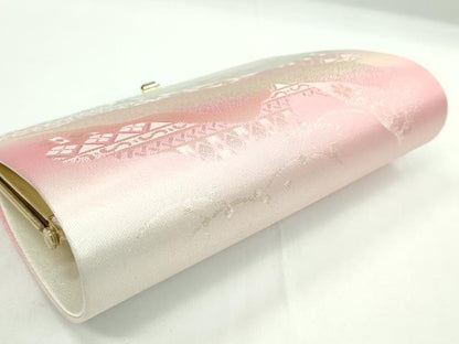 平和屋着物▼和装小物　和装バッグまとめて２点　ハンドバッグ　佐賀錦　扇面飛鶴花文　道長吉祥花文　金銀糸　逸品　CABH2374ju