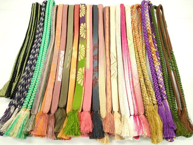 平和屋着物●和装小物　帯締め20本セット　高麗組　笹浪組　大和組　丸組　振袖用　金銀糸　長尺あり　未使用あり　逸品　CABH2381ju