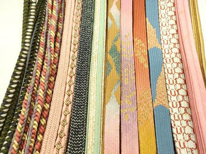 平和屋着物●和装小物　帯締め20本セット　高麗組　冠組　亀甲組　唐組　鎌倉組　奈良組　礼装用　金銀糸　未使用あり　逸品　CABH2385ju