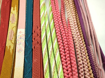 平和屋着物●和装小物　帯締め20本セット　高麗組　笹浪組　唐組　大和組　振袖用　金銀糸　長尺あり　未使用あり　逸品　CABH2386ju
