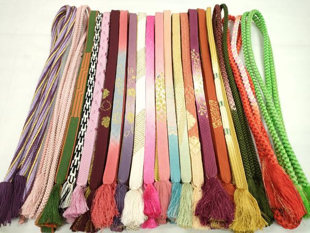 平和屋着物●和装小物　帯締め20本セット　高麗組　笹浪組　地内記組　丸組　振袖用　金糸　未使用あり　逸品　CABH2396ju