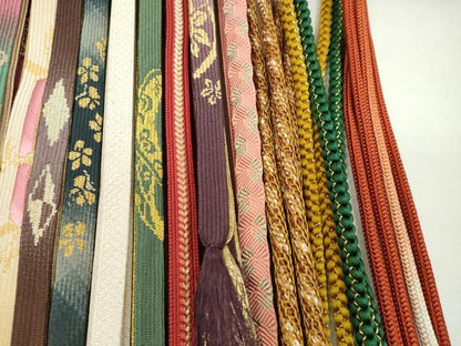 平和屋着物●和装小物　帯締め20本セット　高麗組　笹浪組　唐組　礼装用　丸組　金糸　長尺あり　未使用あり　逸品　CABH2398ju