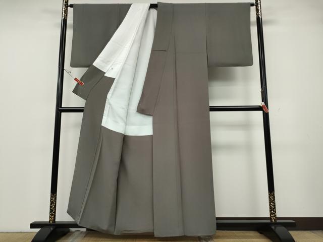 平和屋着物●上質な色無地　茶鼠色　正絹　逸品　CABH2401ut