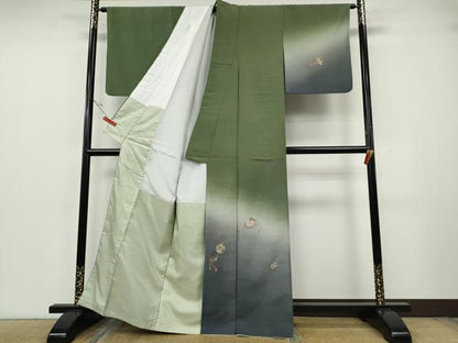 平和屋着物●創業140年　小糸染芸の四代目　小糸敏夫　訪問着　紬地　総刺繍　打ち出の小槌　吉祥花文　暈し染め　金糸　逸品　CABH2403ut