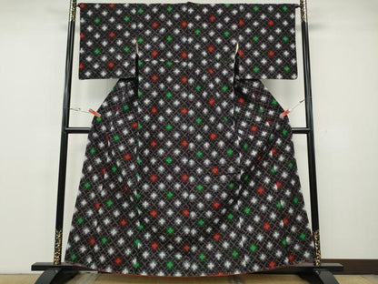 平和屋着物●久留米絣　亀甲十字絣　綿　逸品　未使用　CABH2405ut
