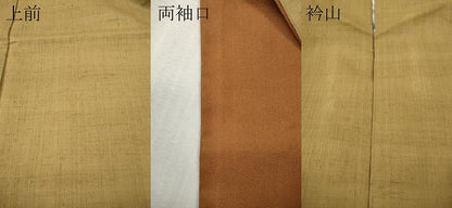 平和屋着物●結城紬　色無地　芥子色　正絹　逸品　CABH2407ut