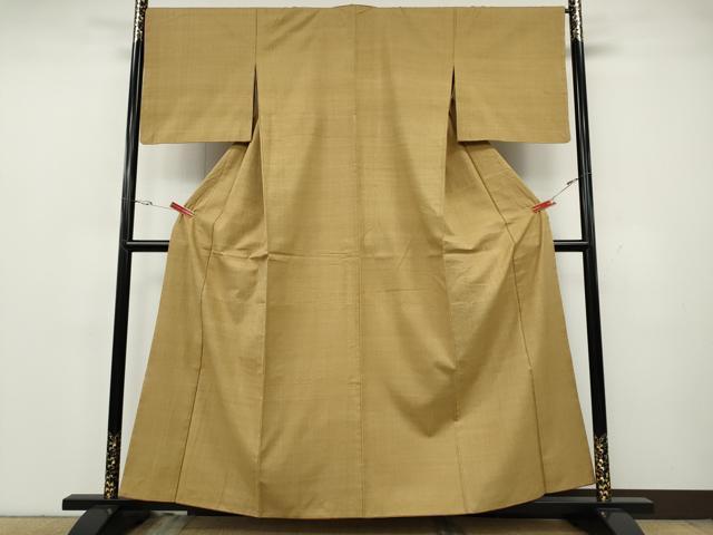 平和屋着物●結城紬　色無地　芥子色　正絹　逸品　CABH2407ut