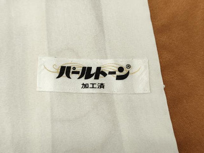 平和屋着物●結城紬　色無地　芥子色　正絹　逸品　CABH2407ut