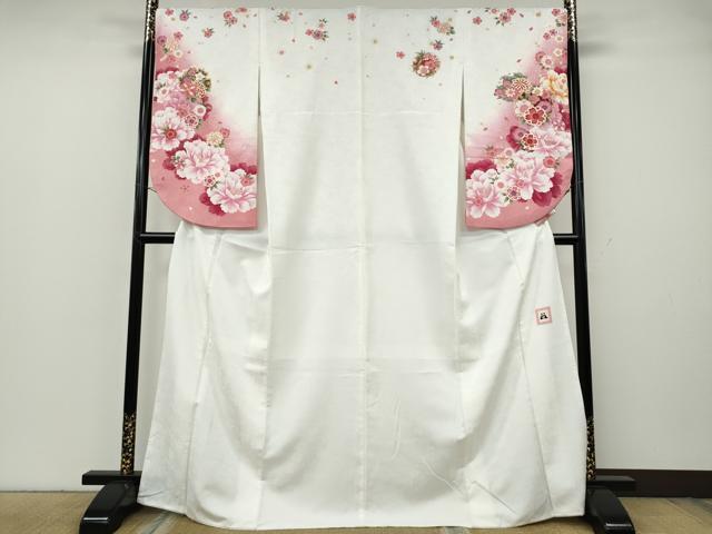 平和屋着物●「anan」ブランド　小振袖　二尺袖　雪輪花文　暈し染め　金彩　洗える着物　CABH2408ut