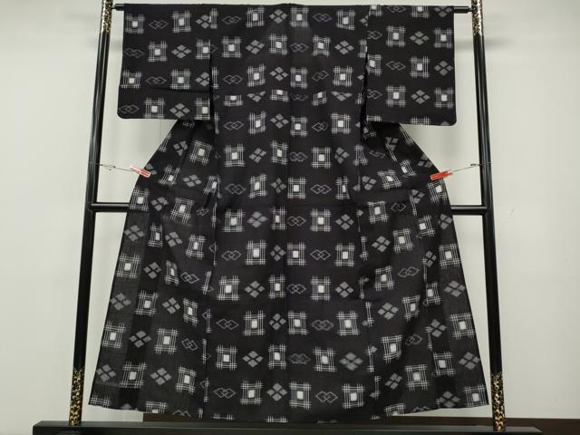 平和屋着物●久留米絣　単衣　吉祥文　綿　逸品　CABH2409ut
