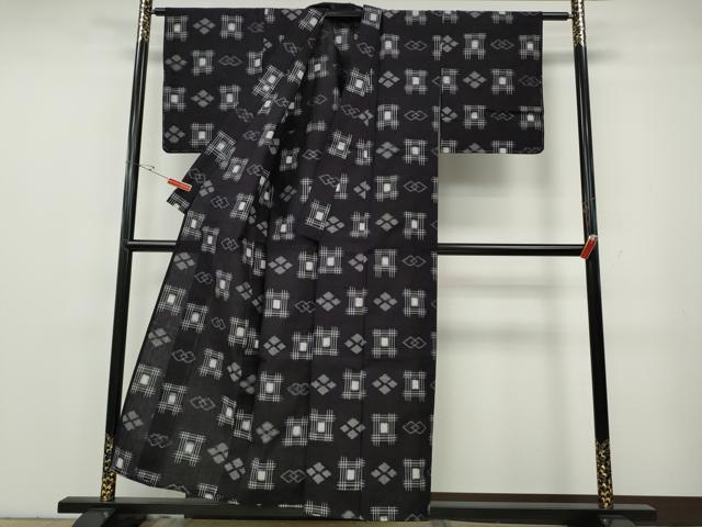 平和屋着物●久留米絣　単衣　吉祥文　綿　逸品　CABH2409ut