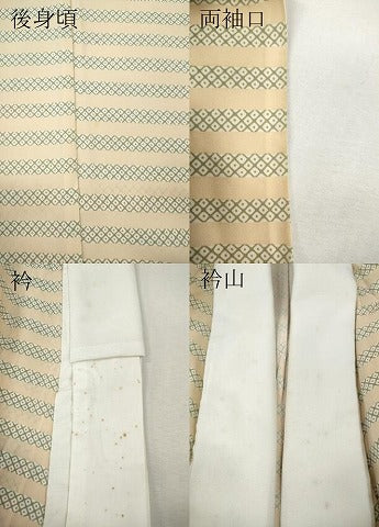 平和屋着物●長襦袢　無双仕立て　鹿の子横段文　正絹　逸品　CABH2411ut