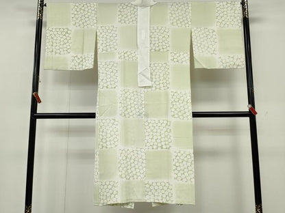 平和屋着物●長襦袢　無双仕立て　市松舞花文　正絹　逸品　CABH2413ut