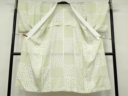 平和屋着物●長襦袢　無双仕立て　市松舞花文　正絹　逸品　CABH2413ut