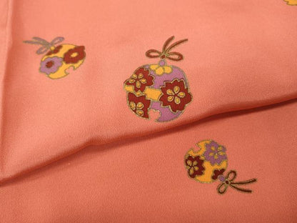 平和屋着物●長襦袢　無双仕立て　鈴花文　金彩　正絹　逸品　CABH2414ut