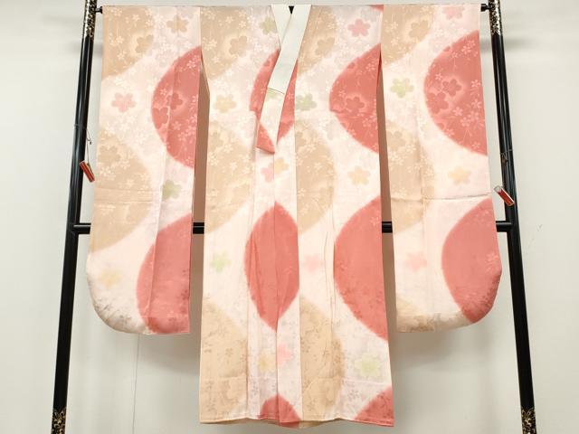 平和屋着物●振袖用長襦袢　無双仕立て　よろけ縞舞花文　暈し染め　正絹　逸品　CABH2418ut