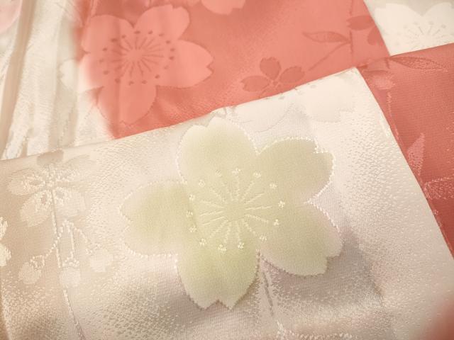 平和屋着物●振袖用長襦袢　無双仕立て　よろけ縞舞花文　暈し染め　正絹　逸品　CABH2418ut