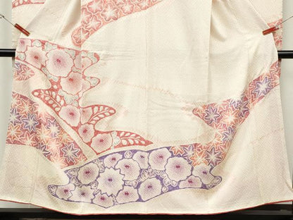 平和屋着物●豪華振袖　総絞り　流水花文　正絹　逸品　CABH2421ut