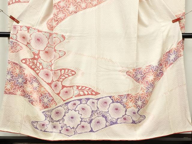 平和屋着物●豪華振袖　総絞り　流水花文　正絹　逸品　CABH2421ut