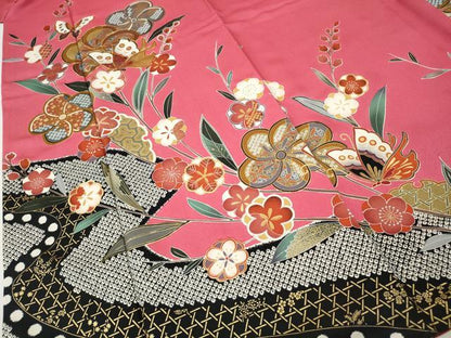 平和屋着物●豪華振袖　駒刺繍　舞蝶文　金彩　正絹　逸品　CABH2422ut