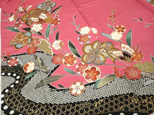 平和屋着物●豪華振袖　駒刺繍　舞蝶文　金彩　正絹　逸品　CABH2422ut