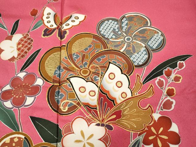 平和屋着物●豪華振袖　駒刺繍　舞蝶文　金彩　正絹　逸品　CABH2422ut