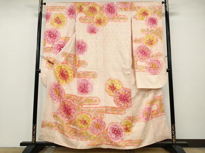 平和屋着物●豪華振袖　総絞り　エ霞花文　正絹　逸品　CABH2423ut