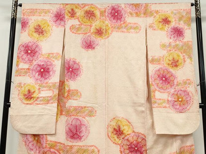 平和屋着物●豪華振袖　総絞り　エ霞花文　正絹　逸品　CABH2423ut