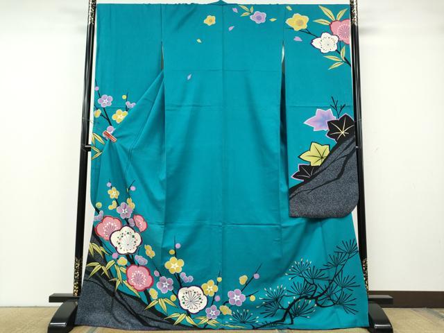 平和屋着物●豪華振袖　駒刺繍　松竹梅　金彩　正絹　逸品　CABH2425ut
