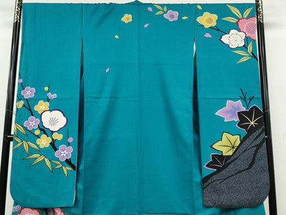 平和屋着物●豪華振袖　駒刺繍　松竹梅　金彩　正絹　逸品　CABH2425ut