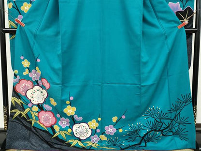 平和屋着物●豪華振袖　駒刺繍　松竹梅　金彩　正絹　逸品　CABH2425ut