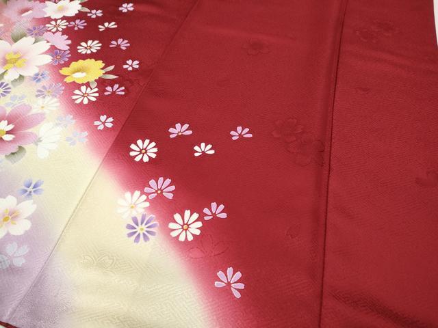 平和屋着物●豪華振袖　刺繍　舞花文　暈し染め　金彩　京都きもの友禅　正絹　逸品　CABH2426ut