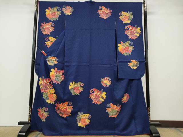 平和屋着物●豪華振袖　作家物　型染め　舞蝶文　金彩　正絹　逸品　CABH2427ut