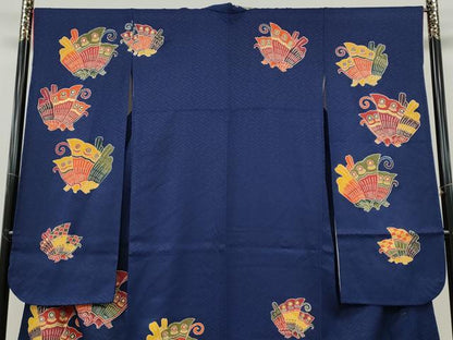 平和屋着物●豪華振袖　作家物　型染め　舞蝶文　金彩　正絹　逸品　CABH2427ut