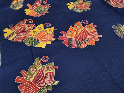 平和屋着物●豪華振袖　作家物　型染め　舞蝶文　金彩　正絹　逸品　CABH2427ut